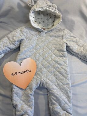 First Wish - Quilted Grey Kids Footie/bunting bag with Hood
